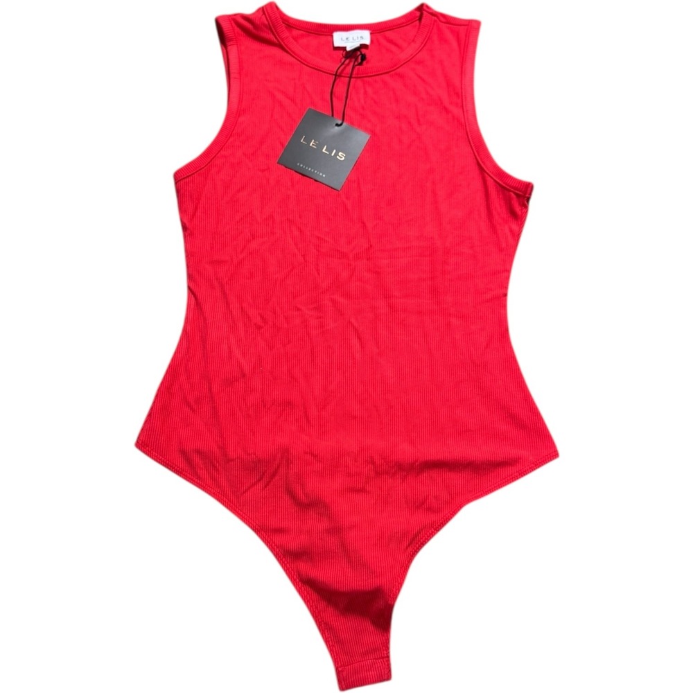 LE LIS Collection Red Ribbed Racerback Thong Bodysuit Womens Size M‎ NWT